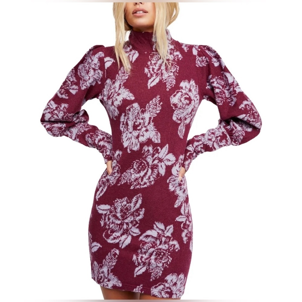 🆕 FREE PEOPLE Plum Purple Farrah Wool Blend Sweater Dress SZ XS